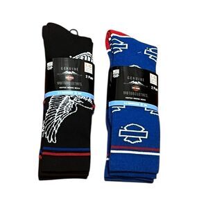 Harley-Davidson Black and Blue Sock Bundle, Size L, NWT Made in USA